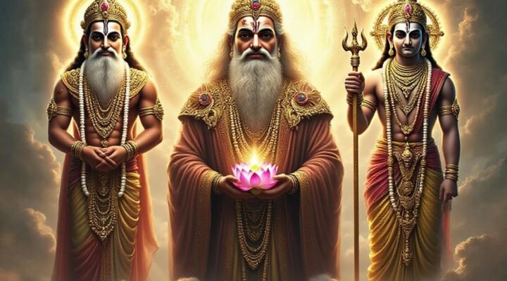 A tríade do trimurti da criação no hinduísmo